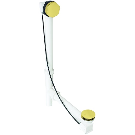 Westbrass Tubular 27" Cable Drive Bath Waste in Polished Brass D50P27TLE-01